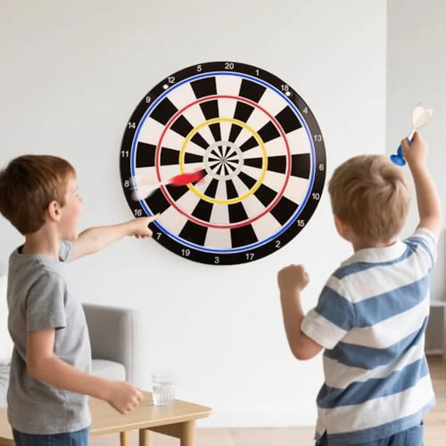LED light-up dartboard for game room wall decor, ABS plastic, black with blue backlight, safe suction cup darts included