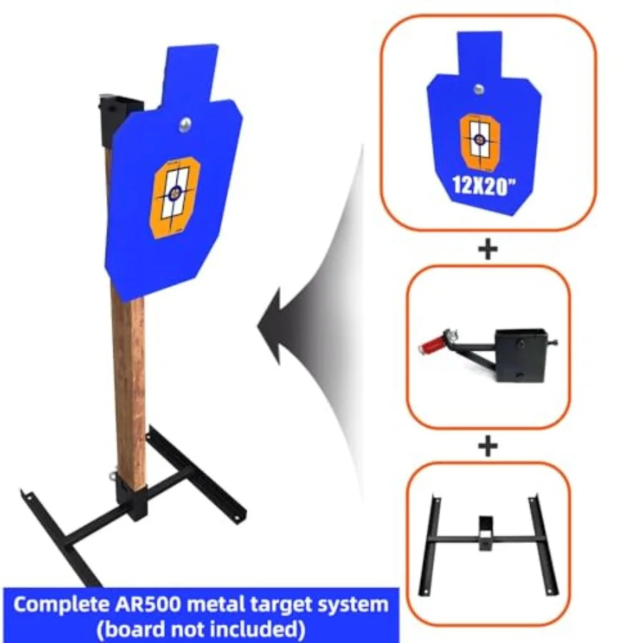 1/2 inch Thick AR500 Steel Target Stand System for 12 x 20 Torso Shooting Targets with Durable 2x4 Base Kit Ideal for O