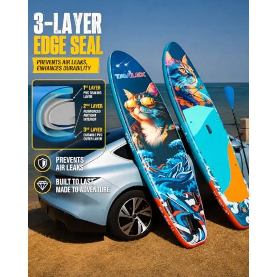 Inflatable Stand Up Paddle Board with Seat for lakes and calm water PVC material blue-gray color ultra-wide 11' x 33 x 6 stable