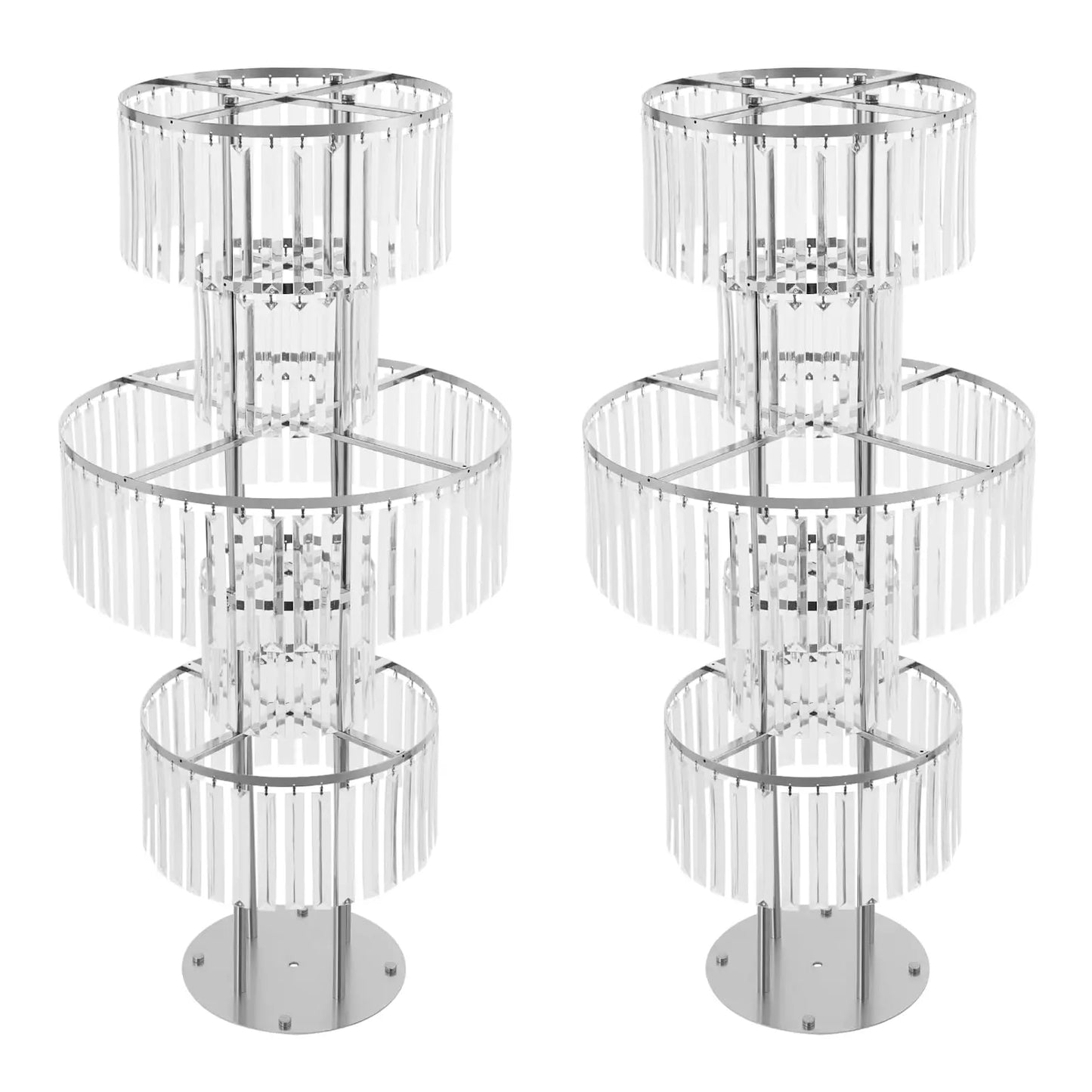 [Christmas]5-Tier Crystal Vase for Table Centerpiece,2Pcs 43.3" Tall Large Wedding Decor Flower Stand,Metal Chandelier Stand White