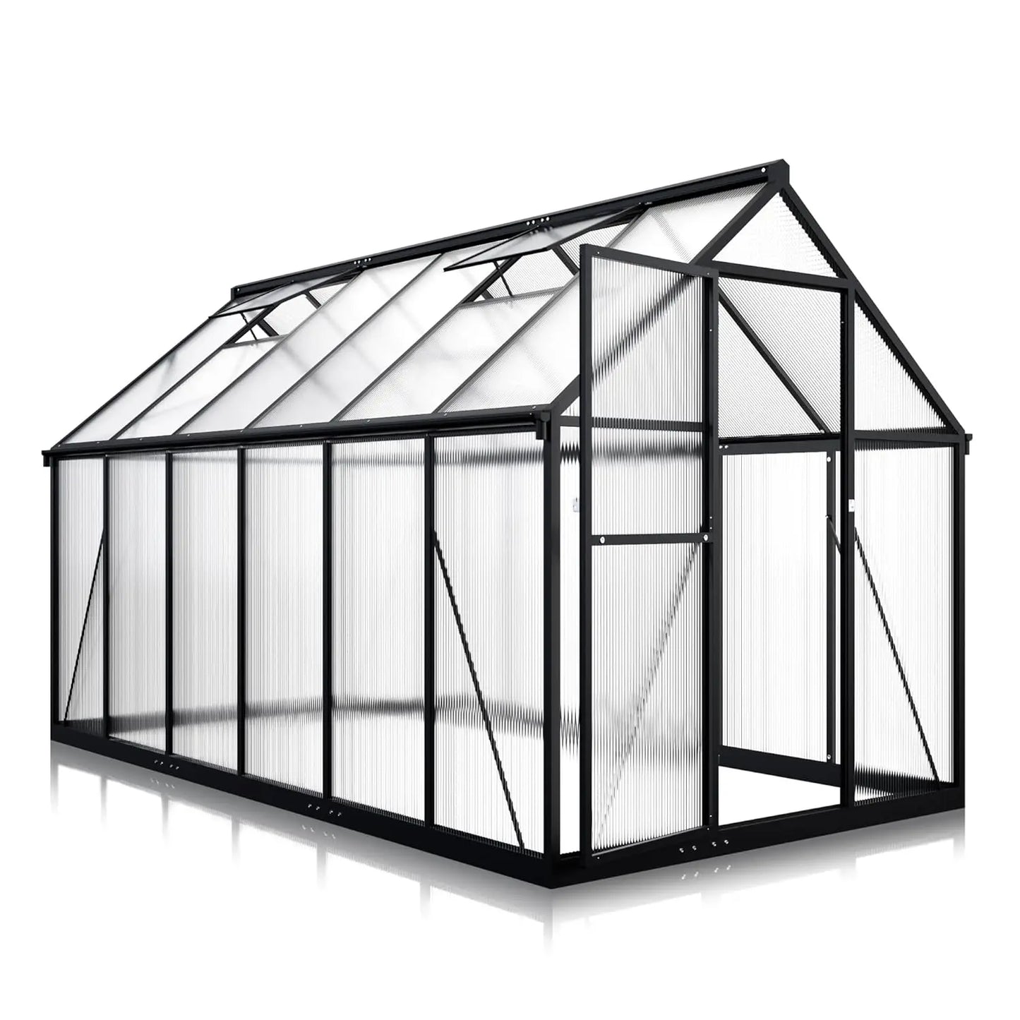 6x10.86FT Polycarbonate Greenhouse with Roof Vent Large Heavy Duty Aluminum Walk-in for Outdoor Garden Backyard, Custom