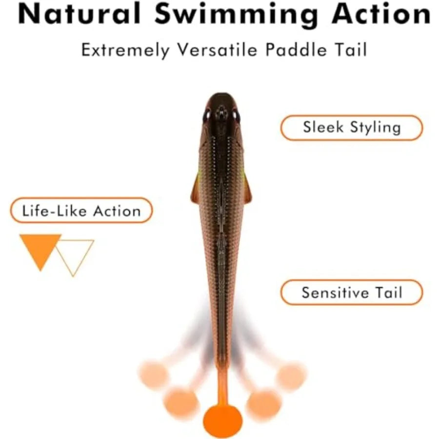 Shadtale Easy Catch Soft Fishing Lures with BKK Hooks - Trembly Sinking and Vibrating Swim for More Bites Pre-Rigged Swimbaits
