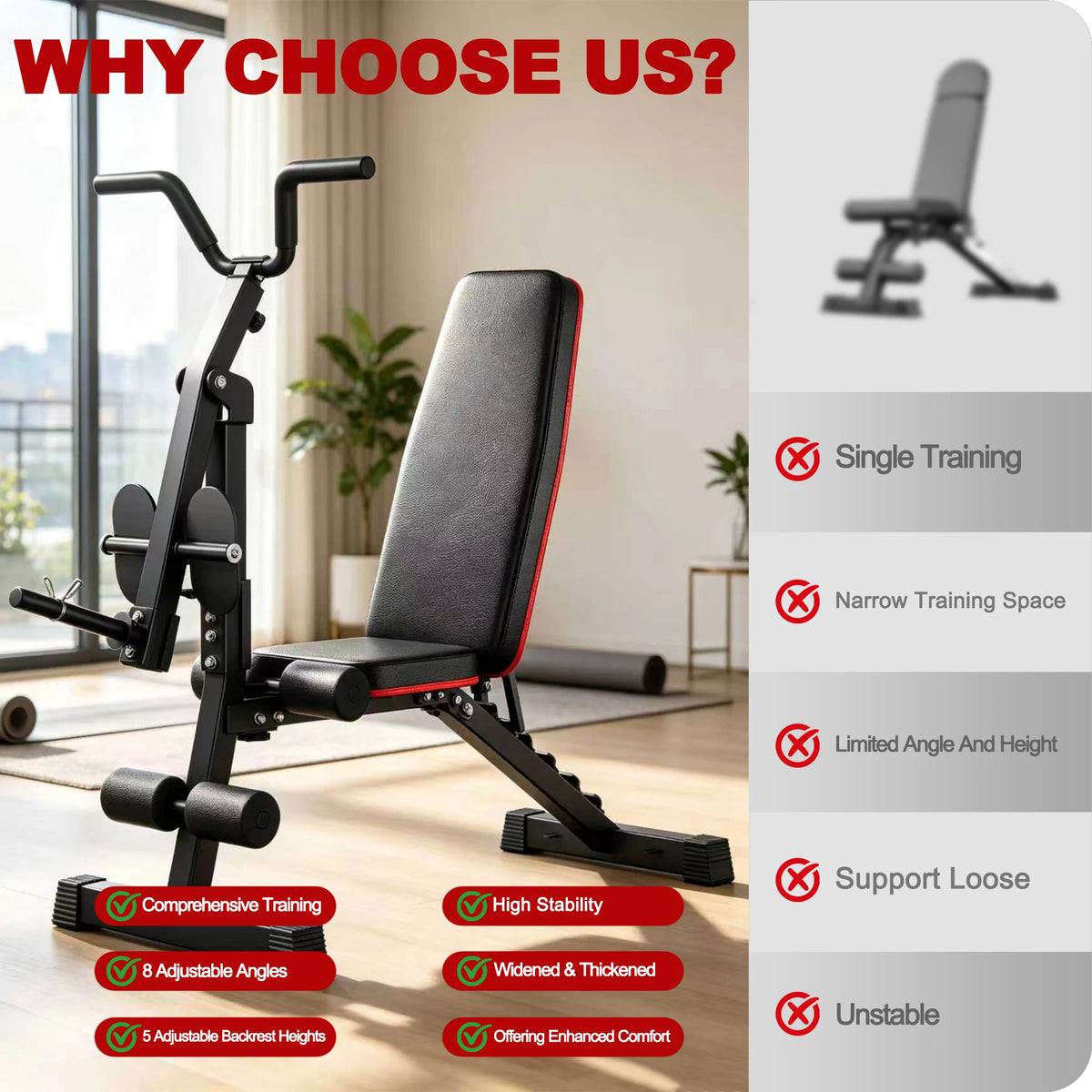 Adjustable Weight Bench for Home Gym with Lat Pulldown & Leg Developer, Upgraded Multi-Functional Workout Bench for Strength Training