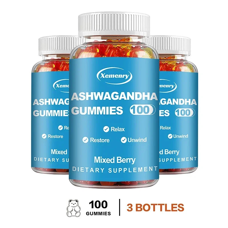 Ashwagandha Gummies - Relieve Stress, Improve Sleep, Enhances Energy and Libido, Promotes Energy and Endurance, Muscle Mass