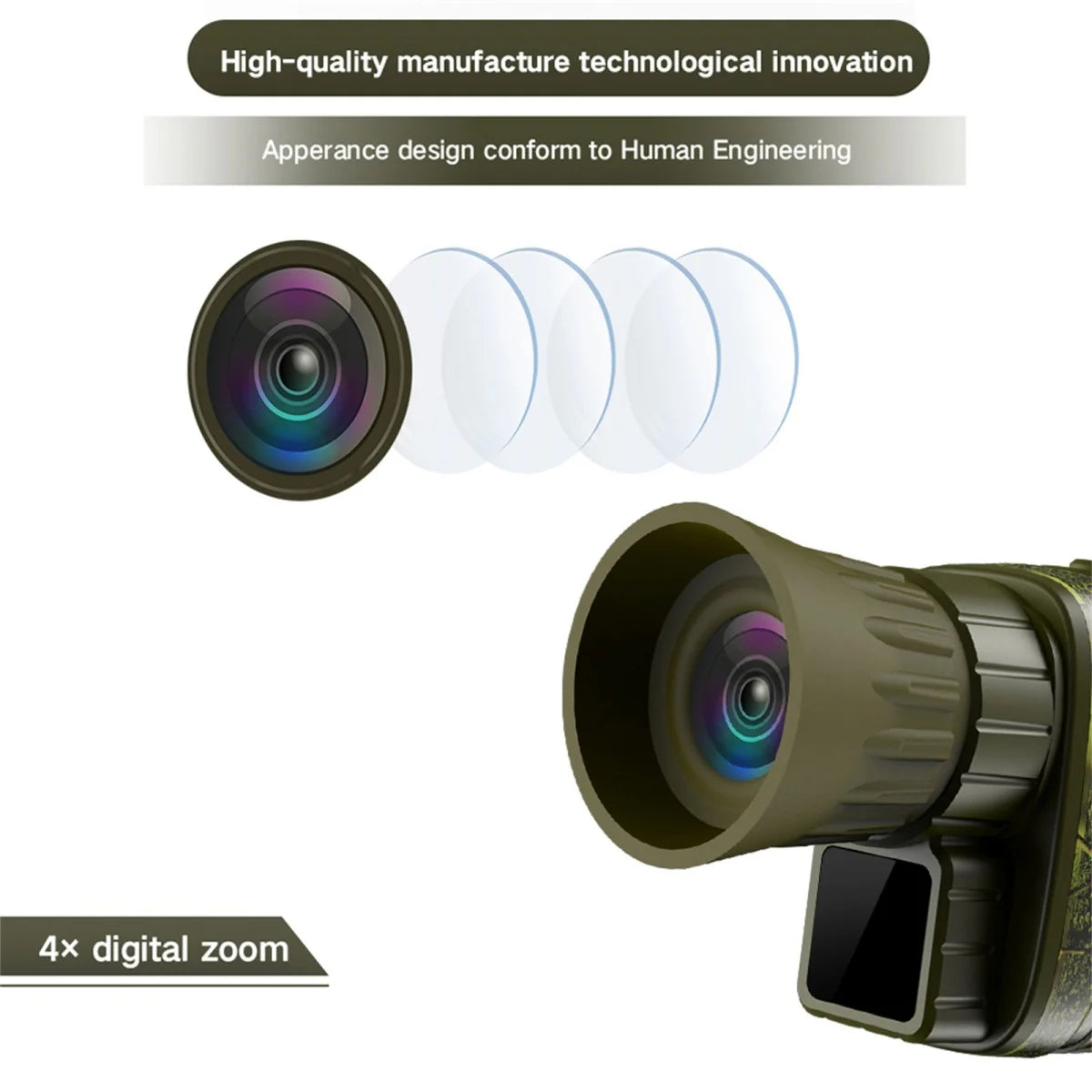 Night Vision Goggles,4K 984ft 7 Level Digital Night Vision Monocular for Dark,Rechargeable Travel Infrared Monoculars