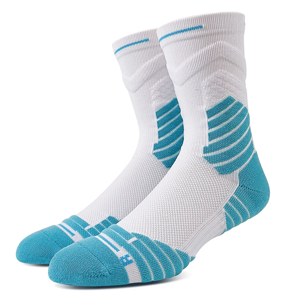 Men Sports Socks Basketball Socks Terry Sole Athletic Running Socks Non Slip Comfy Trekking Socks Breathable for Teen Boys