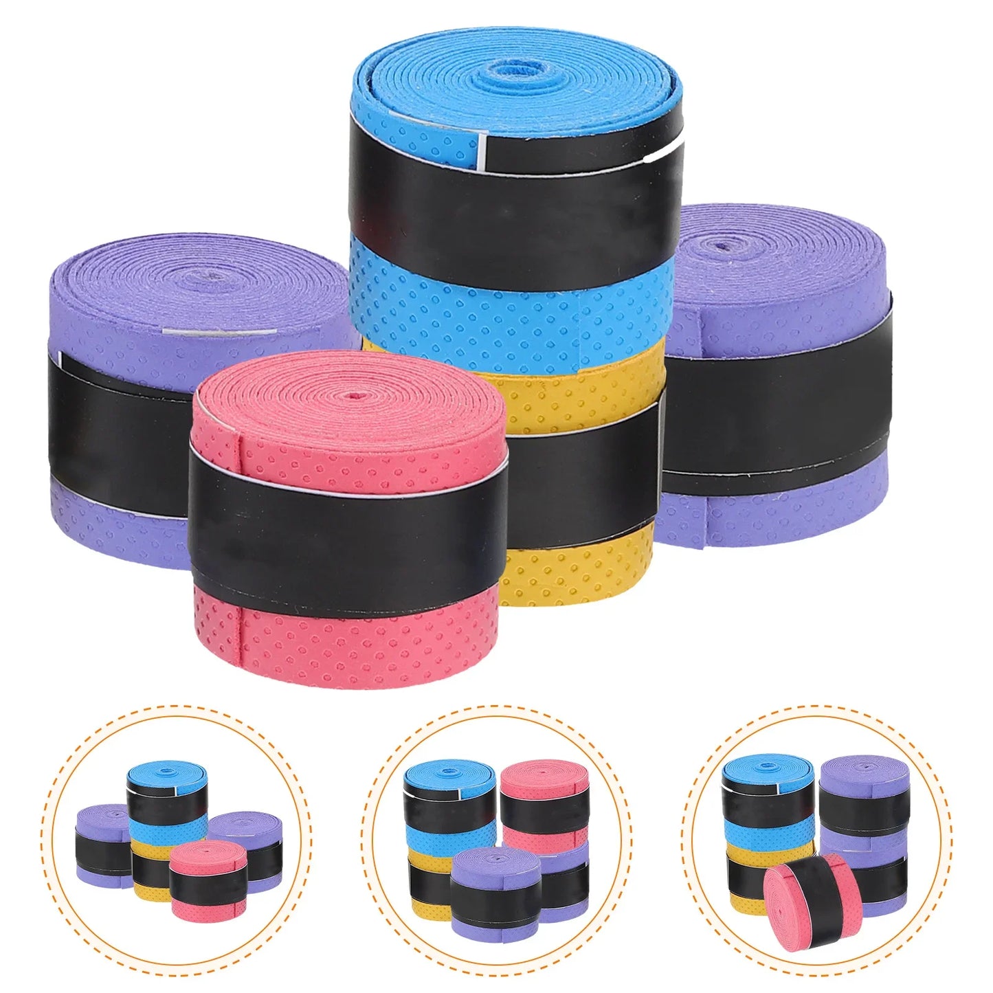 5pcs Colors Fishing Rod Handle Wrap Bike Handle Racket Grip Tape Sweat Absorbing Band Fishing Supplies(Color Randomization)