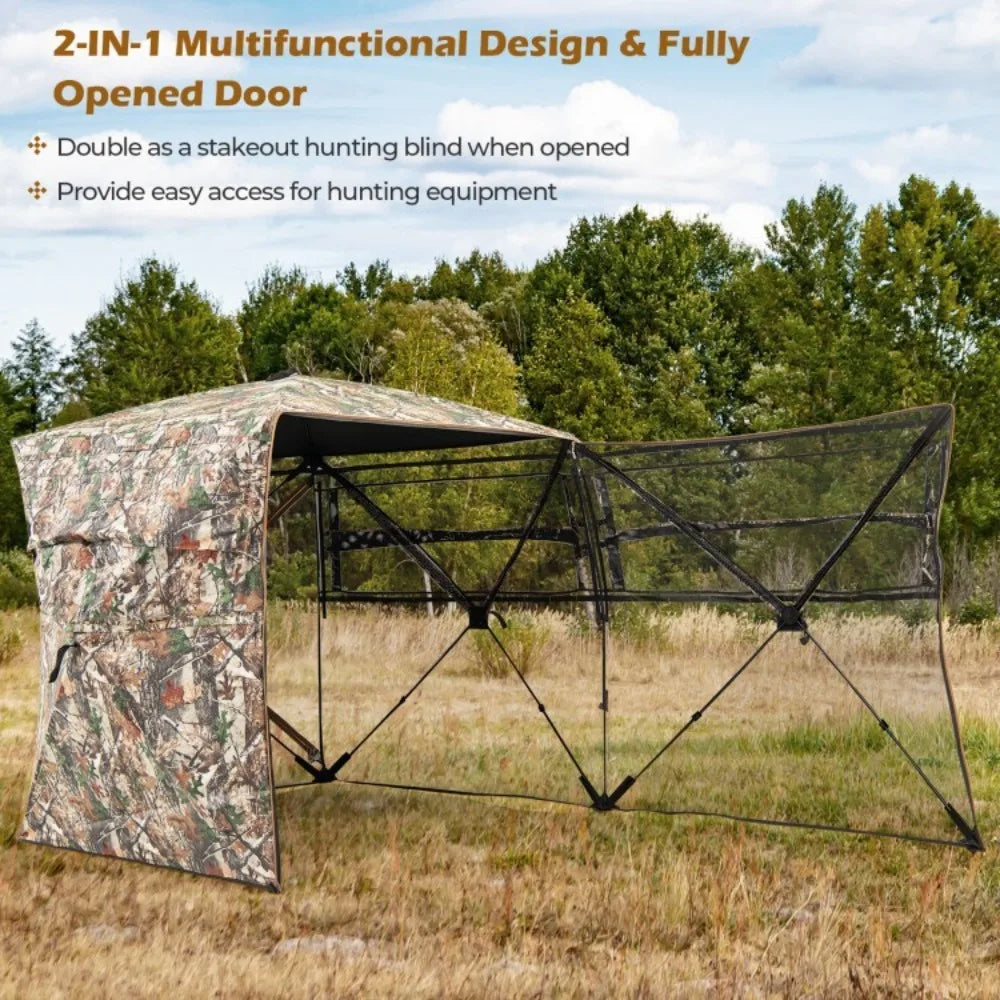 360°One Way See Portable Pop-Up Ground Hunting Blind Hunting Tent w/Carrying Bag