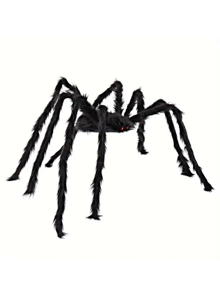 Giant Spider Halloween Outdoor Decorations Scary Large Spider Props for Yard Lawn Halloween Outside Decor and Indoor Party Decor, Black (Standing Height Is 15 Inches)