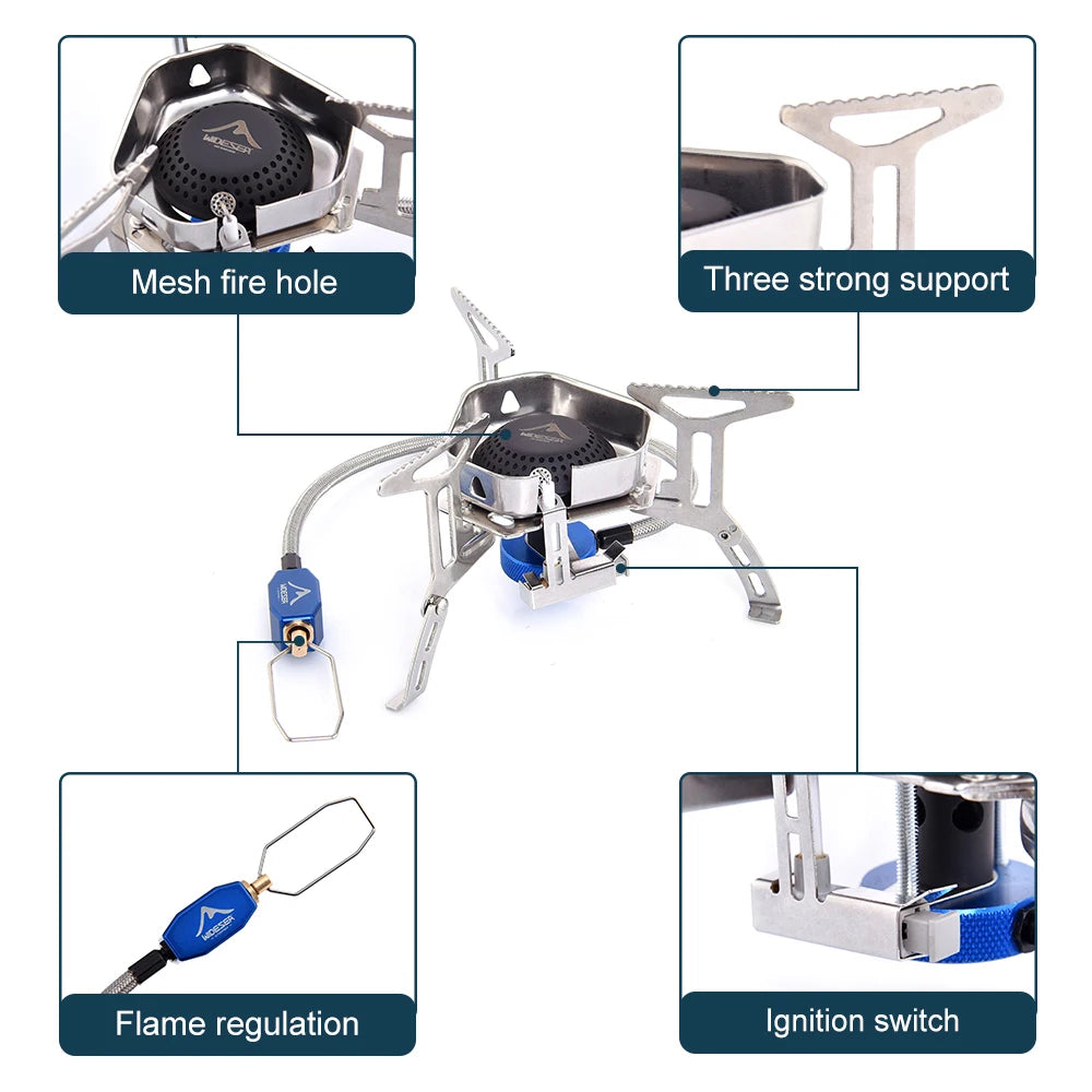 Camping Stove Outdoor Gas Burner Equipment 3500W Wind Proof Heater Supplies Kitchen Survival Tourist Portable foldable