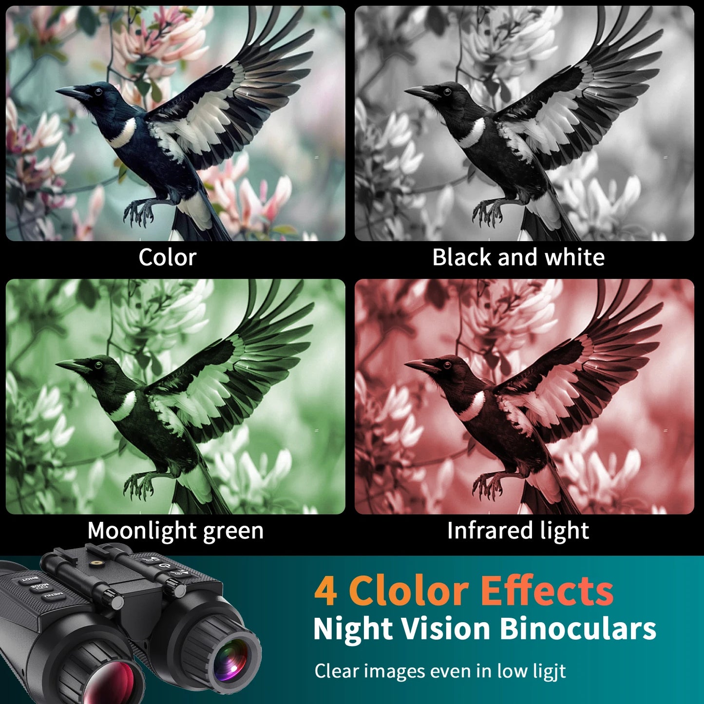 4K Head-Mounted Night Vision Goggles & Binoculars for Adults – Infrared NVG with Manual Focus & 8X Digital Zoom for Hunting, Camping, and Outdoor Surveillance