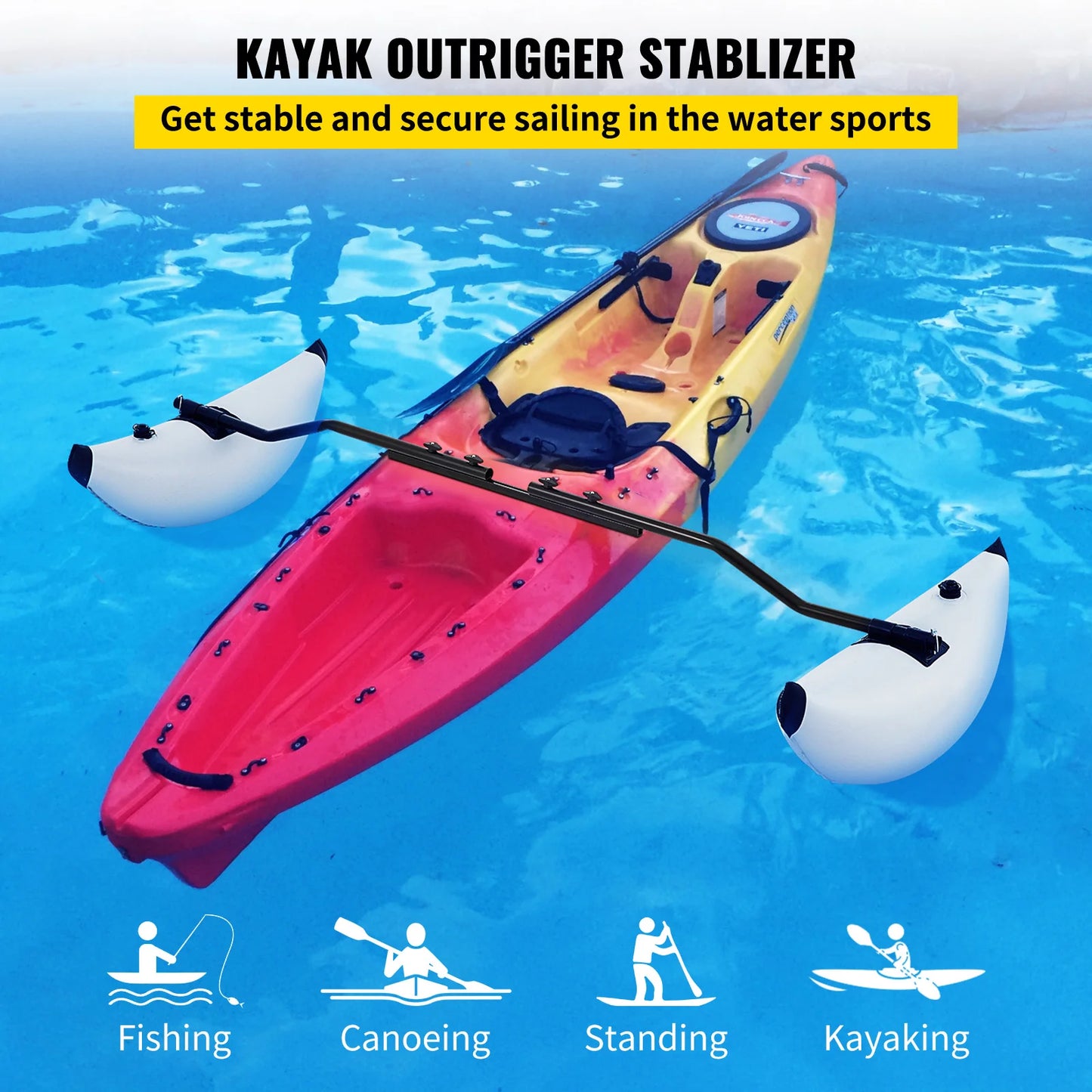 SucceBuy 2Pcs Kayak Outrigger Stabilizer Inflatable Outrigger Float Standing Float Stabilizer System Kit for Canoes Fishing Boat
