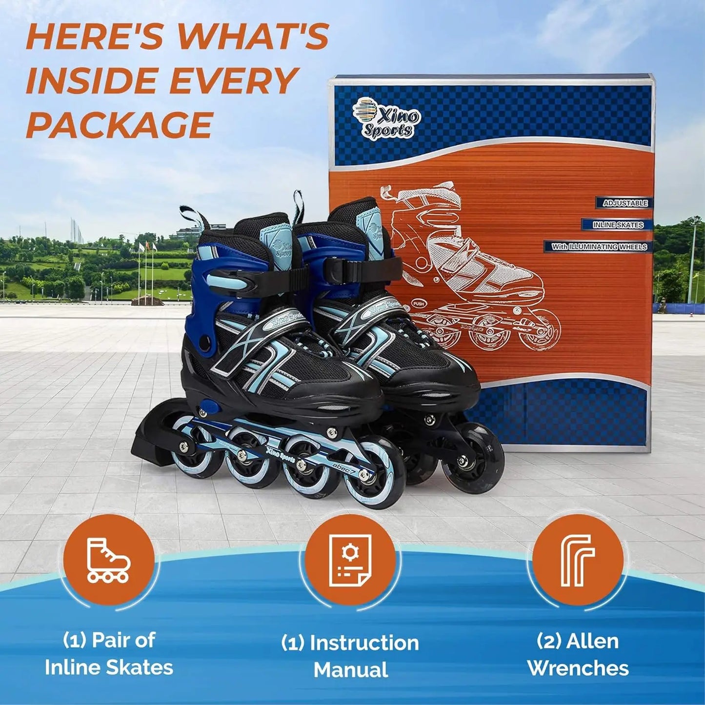 Adjustable Kids Inline Skates with LED Light-Up Wheels for Indoor and Outdoor Fun