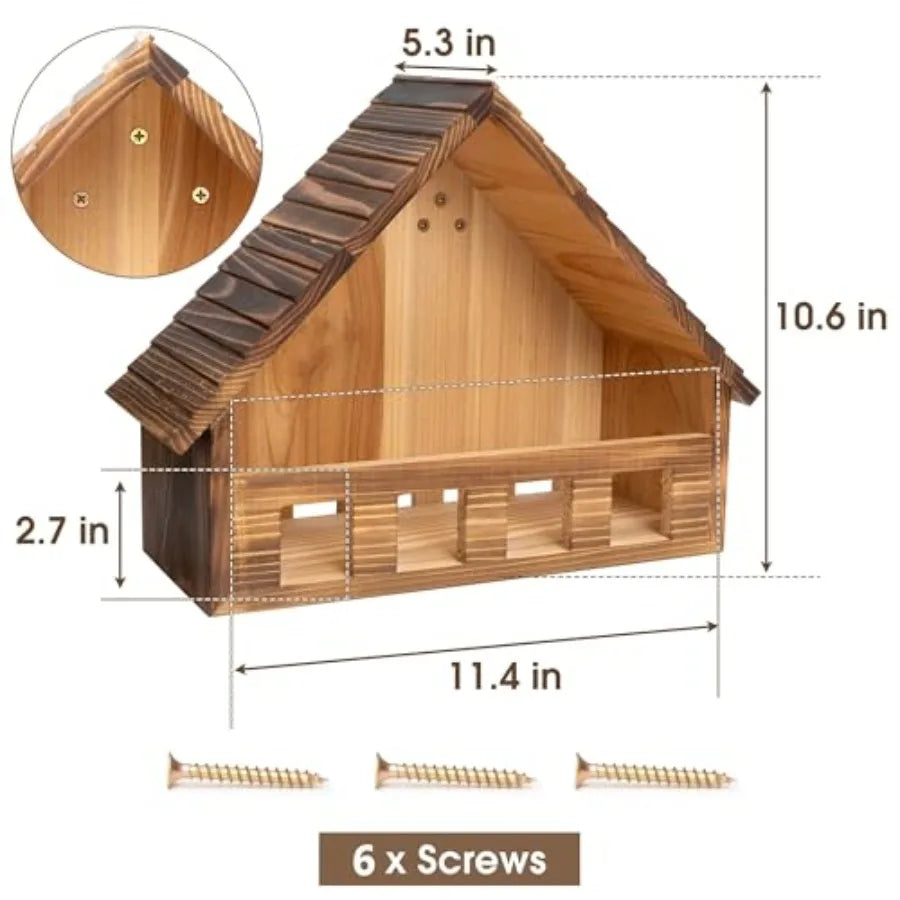 Outdoor cedar nesting box for doves and small birds carbonized finish natural wood color weather-resistant and eco-friendly
