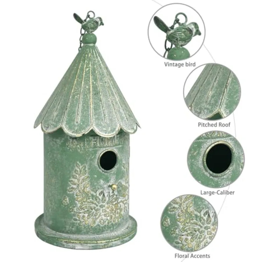 Metal Hanging Birdhouses for Outdoors Bird Houses for Outside Unique Bird Nest for bird Wren Chickadee Sparrow Bird Nest Box fo