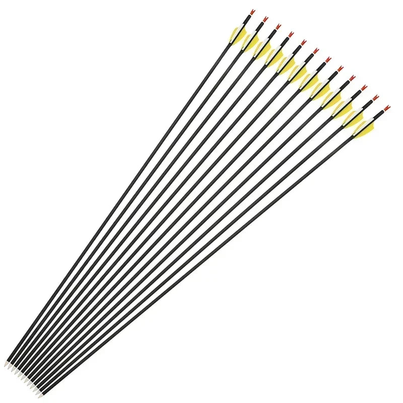 Mixed Carbon Arrows 12pcs Arrows SP1000 ID4.2mm Shaft 1.75" Rubber Vanes for Adults Bow Hunting Shooting Target Accessories