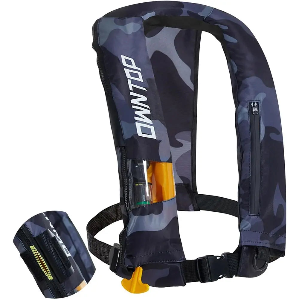 Inflatable Vest with Manual Conversion, Lightweight, Zippered, Ideal for Kayaking and Fishing, Includes 24g CO2 Cylinder
