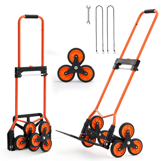 SucceBuy Stair Climbing Cart 120lbs Stair-Climbing Capacity w/ Telescoping Handle 6 Wheels and 2 Bungee Cords for Home Groceries