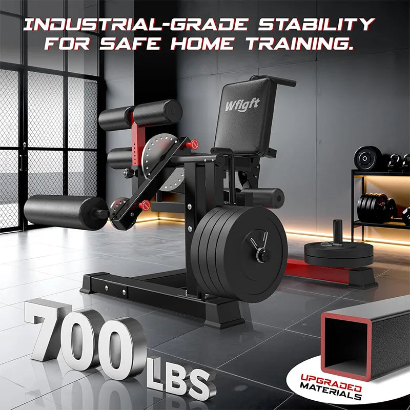 Pooboo Leg Extension and Curl Machine, 1000LB Adjustable Home Gym Leg Trainer | 4 in 1 Leg Trainer with Quick Pull-Pin Adjustments, 1000LB Capacity and Support for 1' and 2' Weight Plates