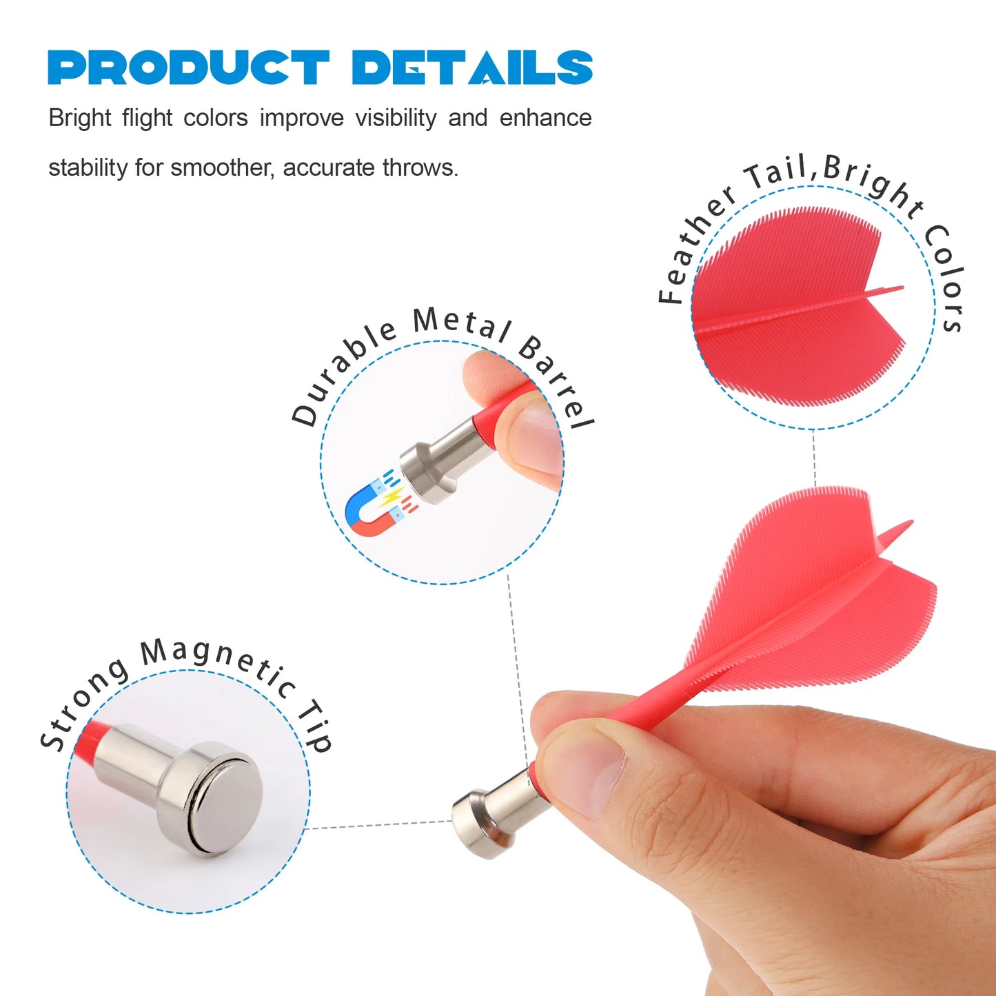 Huanqu 18-Piece Magnetic Dart Set, 6 Colors, Safe Magnetic Darts, Adult Home Magnetic Dart Board Accessories, Indoor Party Office Bar Games