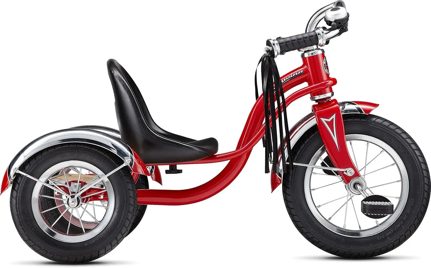 12 Inch Kids Tricycle for Ages 2-4, Low Center Gravity, Adjustable Seat, Retro Steel Frame with Rear Deck