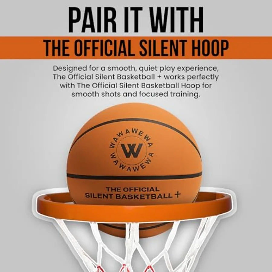 WAWAWEWA The Official Silent Basketball Size 7 29.5" Indoor Basketball for Quiet Dribbling Grooved Airless Indoor Training PU F
