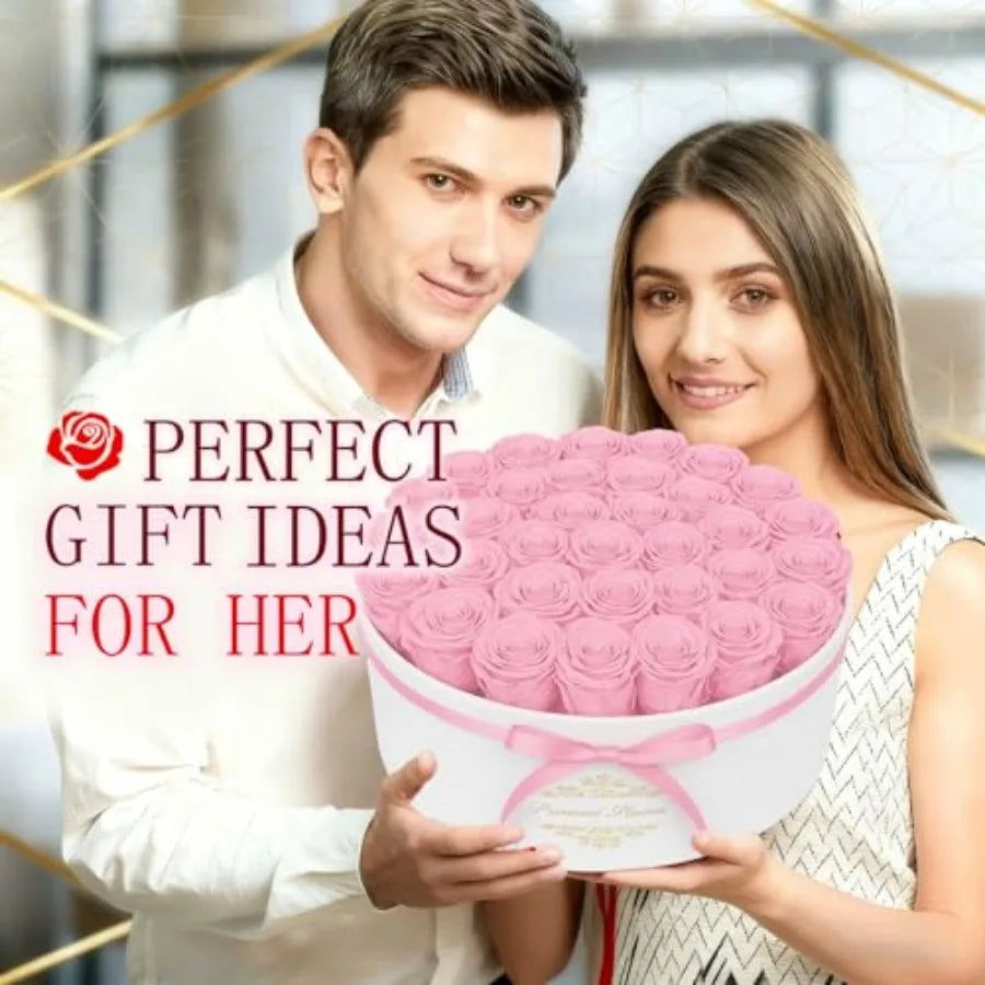 Forever Flowers in a Luxury Suede Box Preserved Birthday Gifts for Women Romantic Anniversary Valentines Day Gifts for Girlfrie