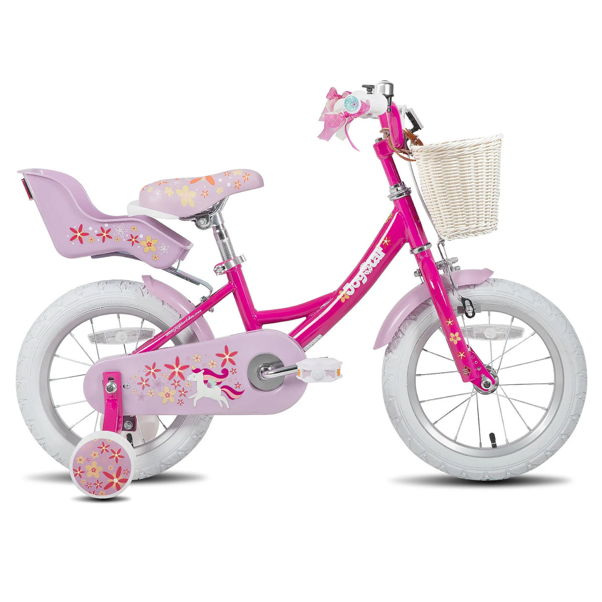 JOYSTAR Unicorn Girls Bike for Kids Ages 2-9,Kids Bike with Training Wheels, Streamers, Basket and Doll Seat