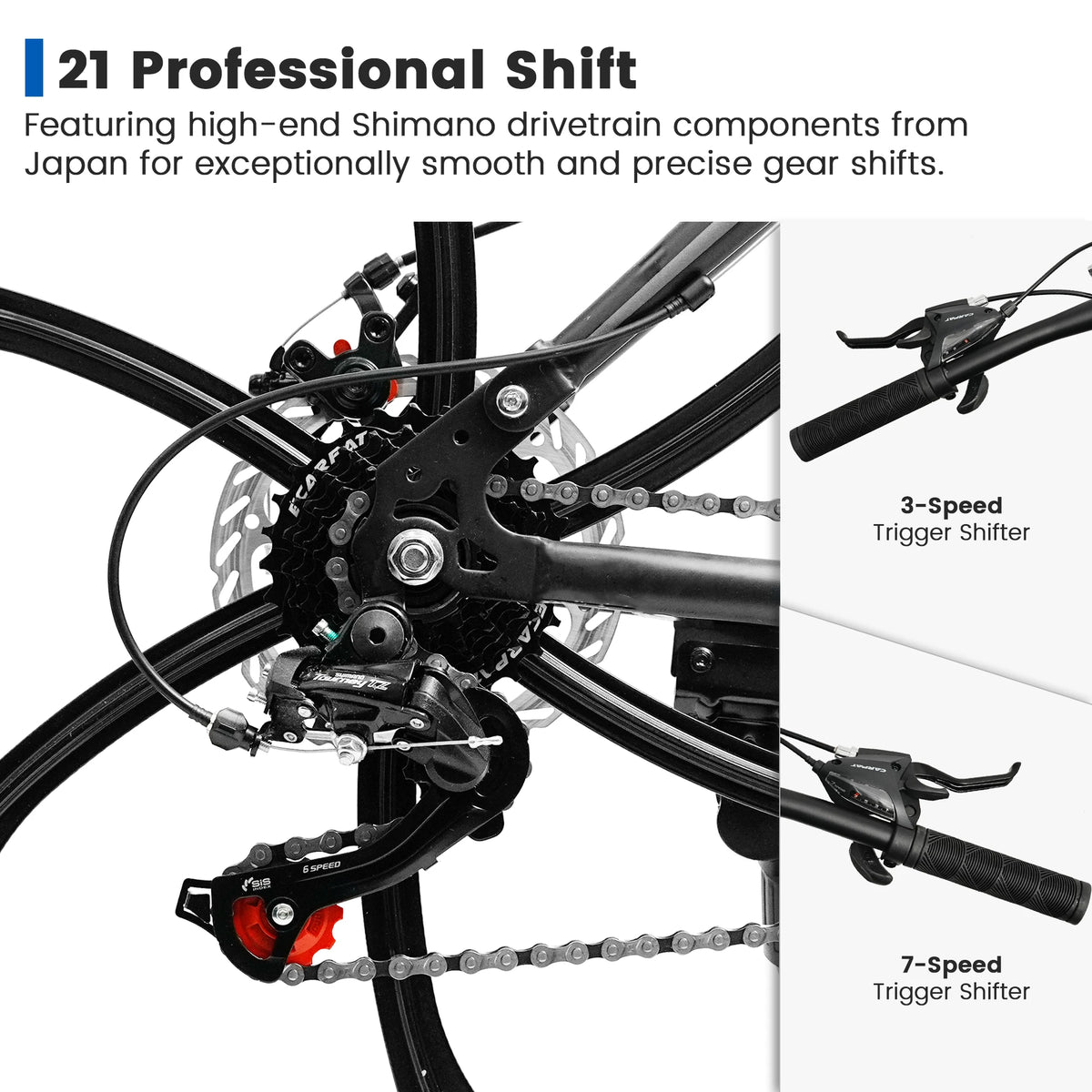 26 Inch Mens Mountain Bike, 21 Speed Full Suspension Mountain Bicycle with High-Carbon Steel and Dual Disc Brakes, Outdoor Cycling Bike for Men Adult