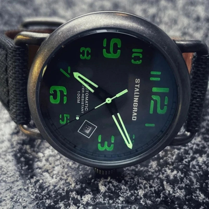 STALINGRAD Original Genuine Mechanical Men's Watch 8215 Movement with Luminous Display, 100 Meter Waterproof, Comes with a Strap