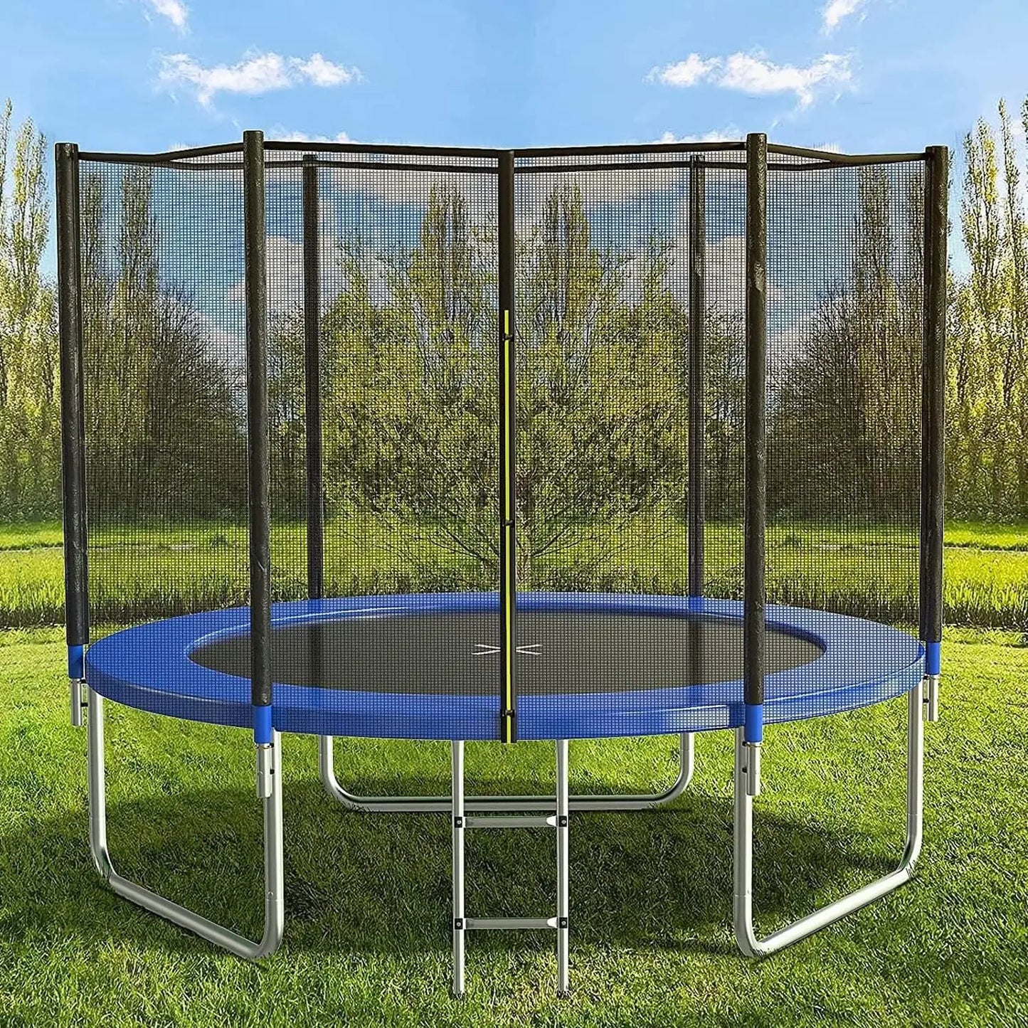 8FT 10FT 12FT 14 FT 15FT Trampoline with Safety Enclosure Net，Outdoor Trampoline with Basketball Hoop, Heavy Duty Jumping