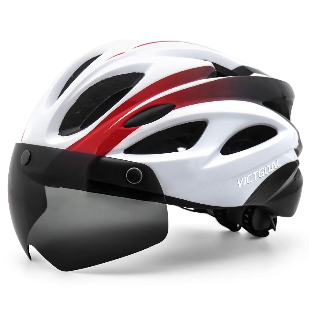 VICTGOAL Bike Helmet with Light and Goggles for Adults Lightweight MTB Road Bicycle Helmets for Men Women Cycling Ebike Scooter