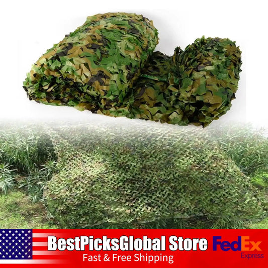 Military Camouflage Net, 6x8m Netting for Hunting Blind, Double Stitched Edge, Lightweight Portable with Ropes