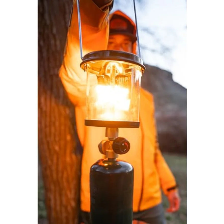 Propane Mantel Lantern Outdoor Light with Adjustable Brightness Carry Handle Ventilated Hood High-Output Portable for Emergency