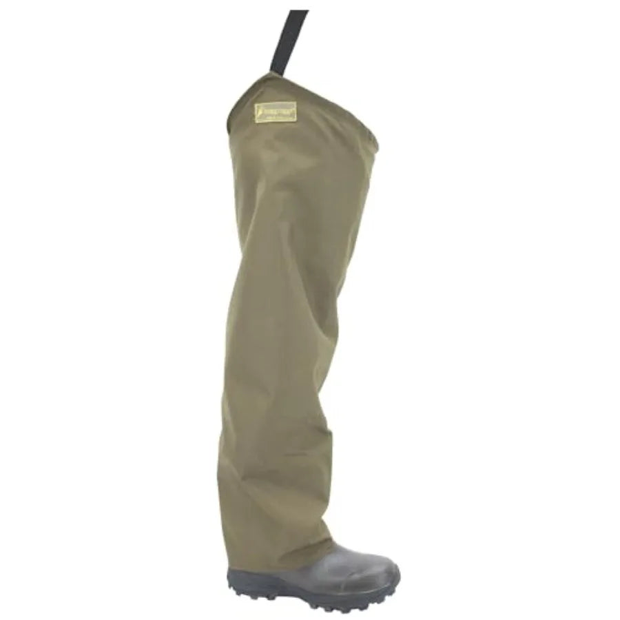 Heavy-Duty Nylon Bootfoot Hip Waterproof Fishing Wader for Fishing with Cleated Outsole Black