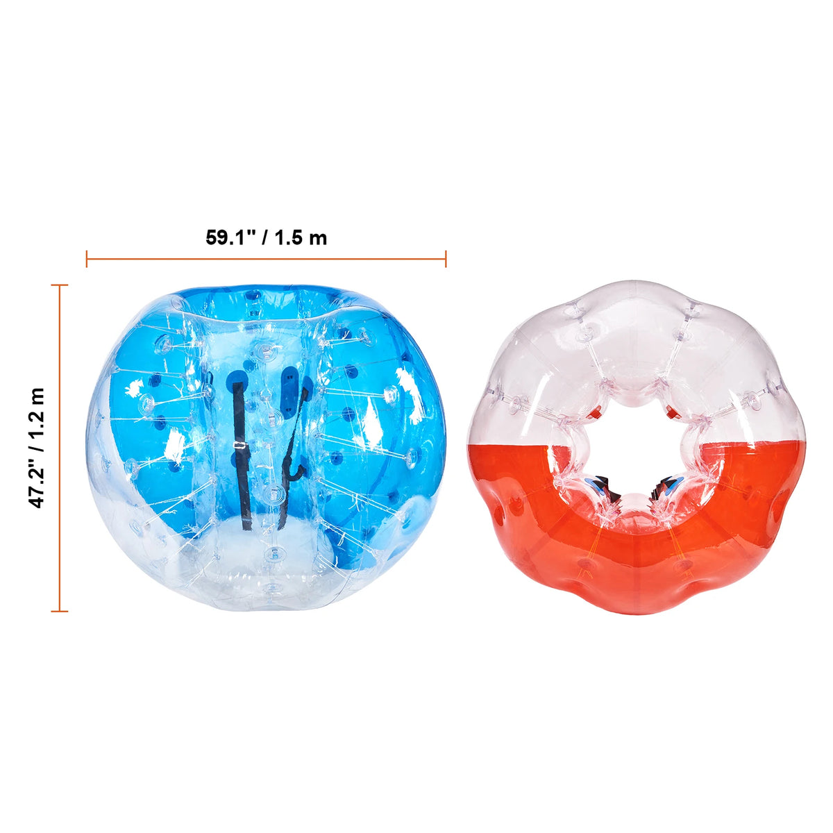 SucceBuy 2-Pack 5FT/1.5M Inflatable Bumper Balls Thick Bubble Soccer Balls 0.8mm  Inflatable Zorb Balls for Adults or Children