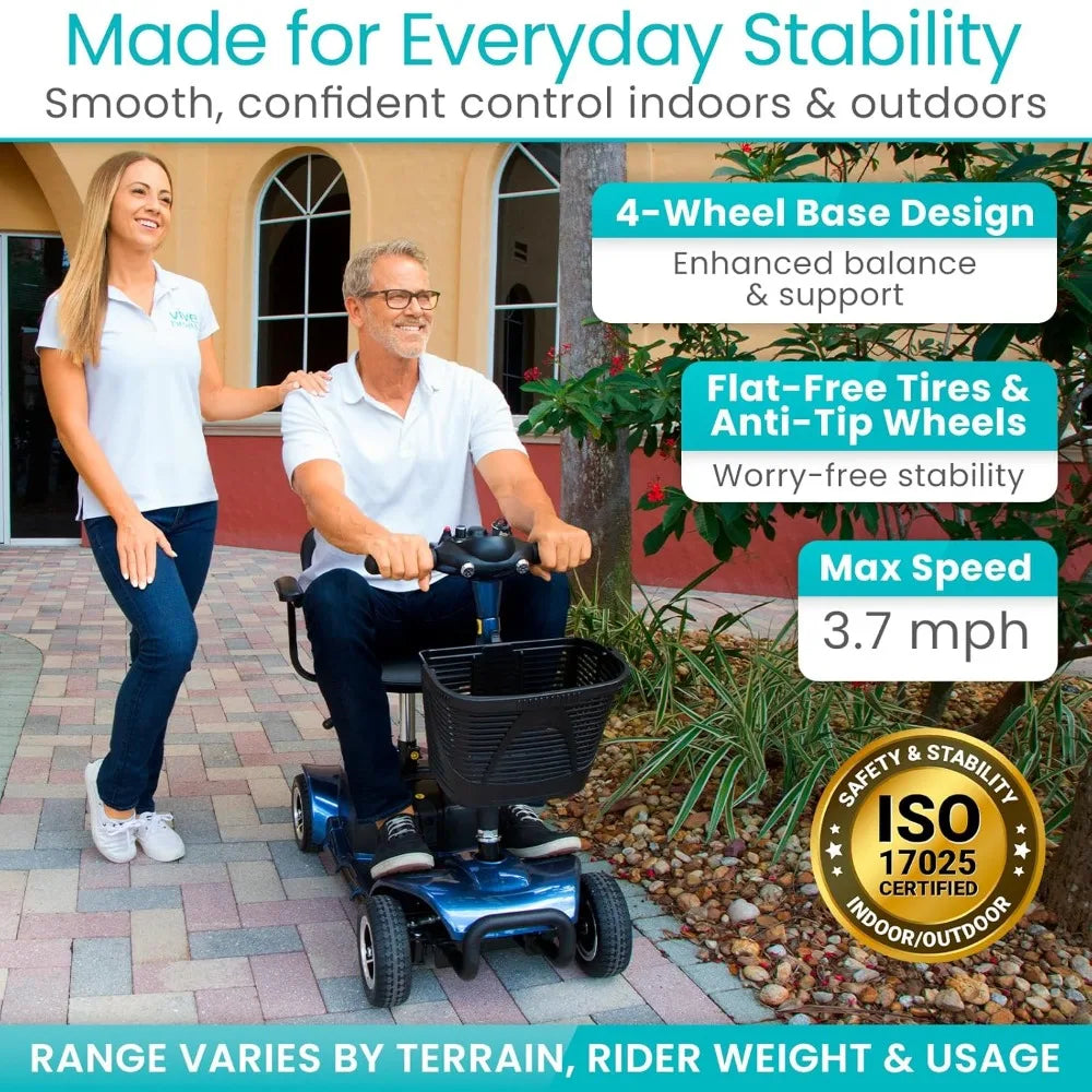 Electric 4-Wheel Mobility Scooter Heavy Duty Compact Wheelchair Device for Adult Travel Customized Portable Mobility Scooter