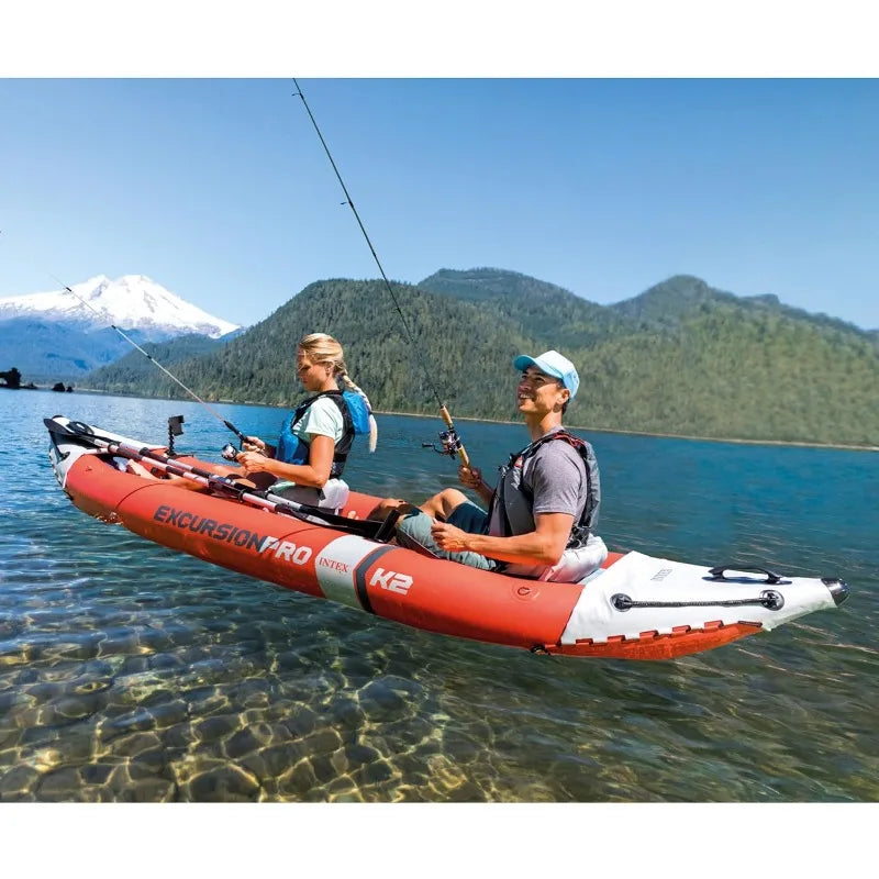 INTEX 68309EP Excursion Pro K2 Inflatable Kayak Set: Includes Deluxe 86in Kayak Paddles and High-Output Pump – SuperTough PVC