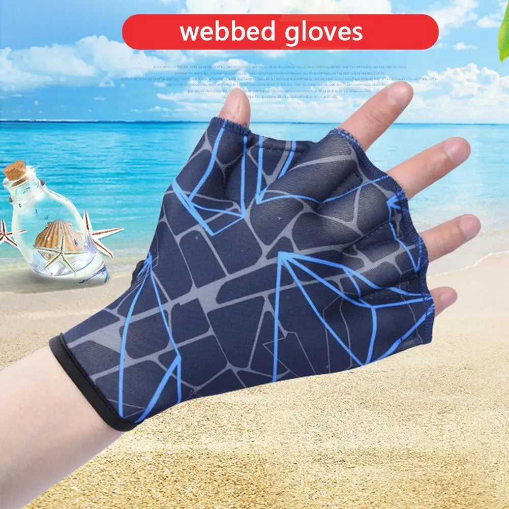 2x Swimming Hand Fins Flippers Finger Webbed Gloves Paddle Water Sports Gloves