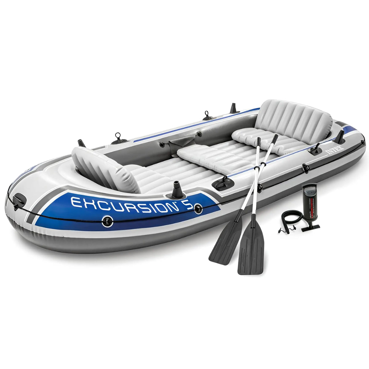Intex Excursion 4-Person Inflatable Fishing Boat River Raft Set with Oars