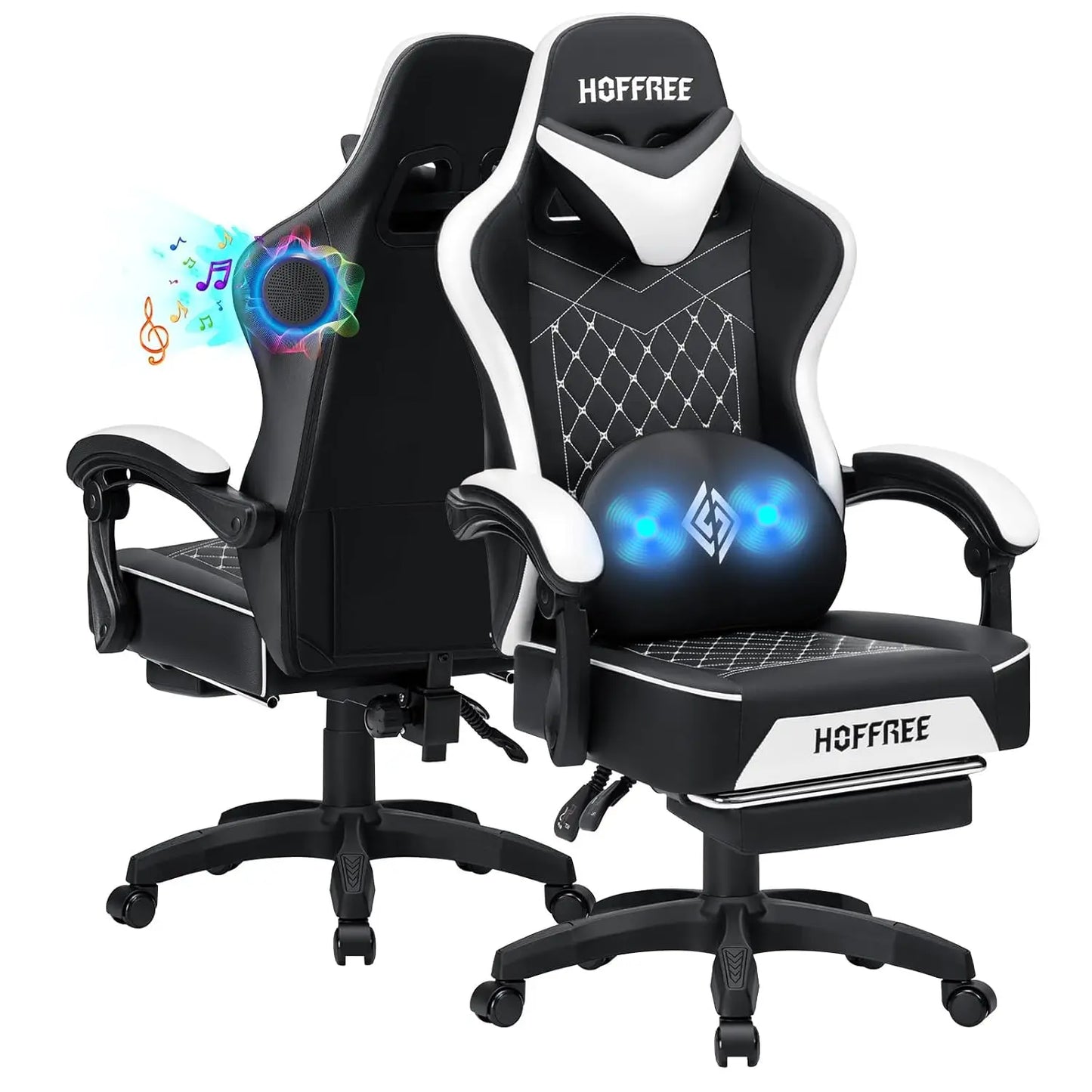 Gaming Chair Computer Chair with Speakers Massage Game Chairs with Footrest Bluetooth High Back Ergonomic Computer, Customized