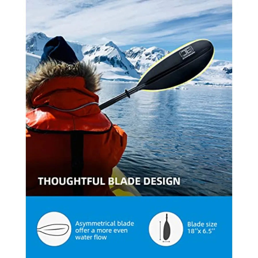 Kayak Paddle 86in/218cm 90.5in/230cm 95in/241cm Alloy Shaft Kayaking Boating Canoeing Oar with Paddle Leash