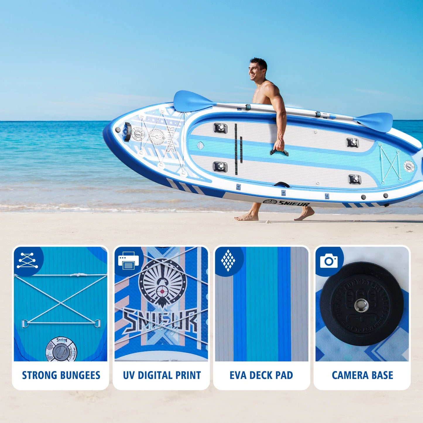 FUNWATER Inflatable Paddle Board Stand-Up Paddling Board Surfboard Non-Slip Water Sport Paddle Board With Accessory 335x92x20cm