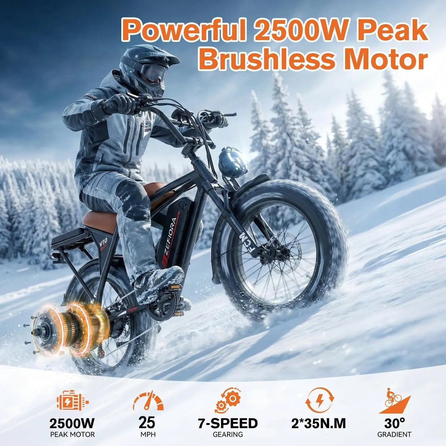 Electric Bike for Adults, 2500W Peak Moto Ebike, 25MPH Electric Dirt Bike, 48V Battery, 80/100/120 Miles Range,, Customized