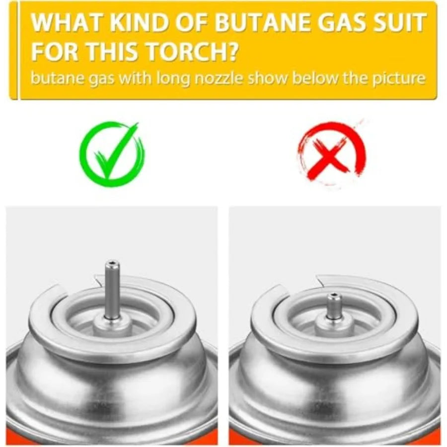 Butane Torch with Fuel Gauge T907, One-hand Operation Kitchen Torch Lighter with Adjustable Flame for BBQ, Baking, Brulee Creme