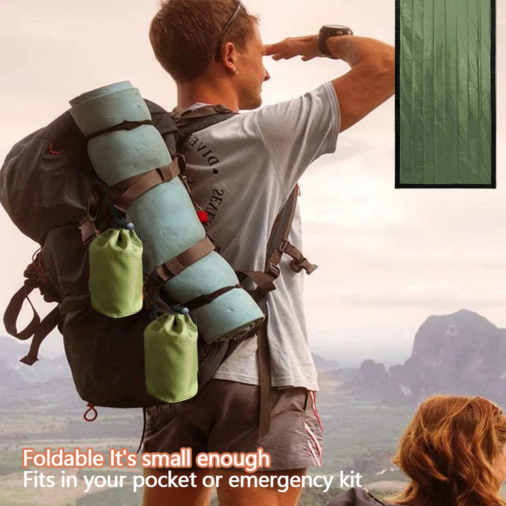 Emergency Blanket Waterproof Thermal Bivy Sack Portable Thermal Sleeping Bag for Camping Hiking Outdoor Adventure