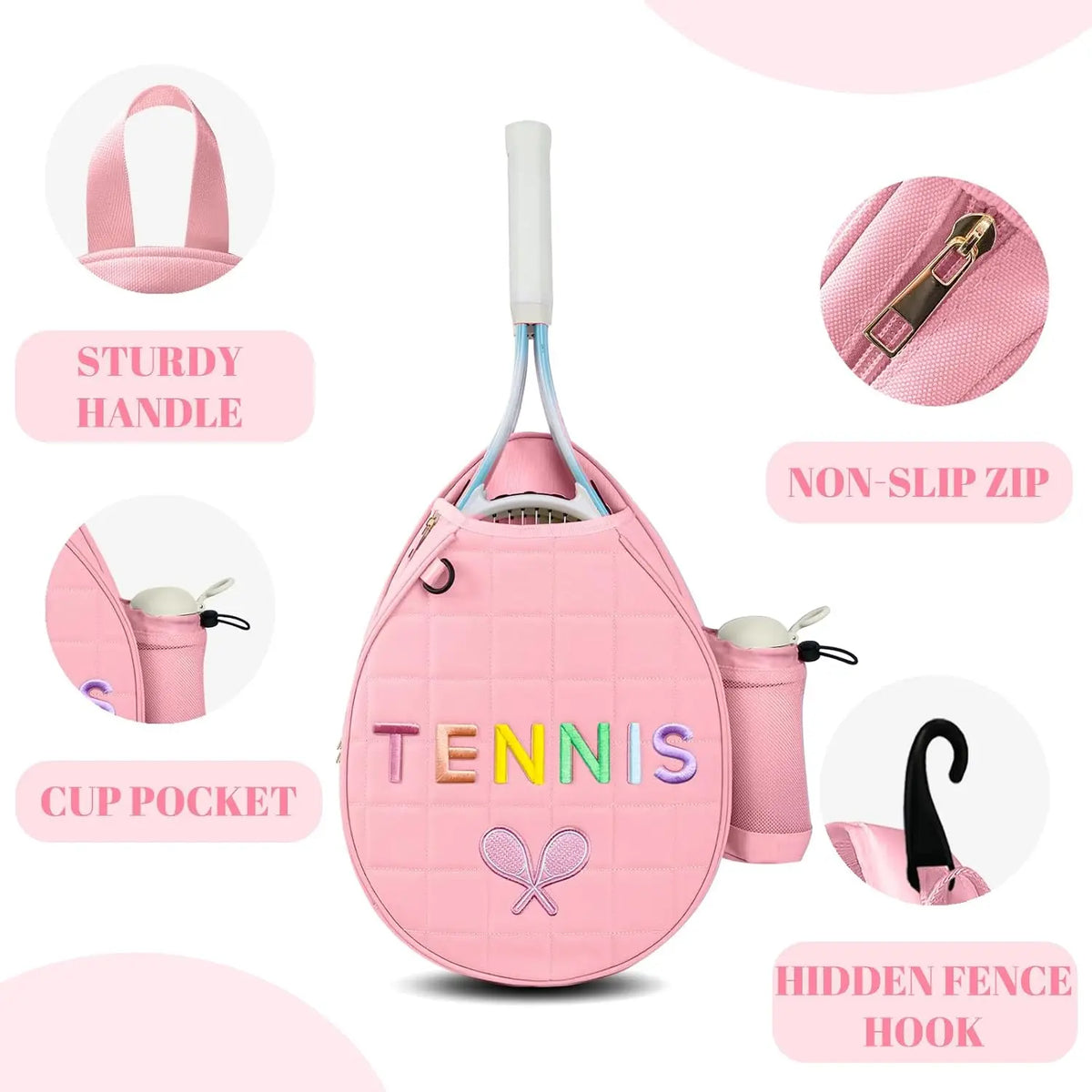 Tennis Sling Crossbody Backpack for Women, Water Resistant Pickleball Racket Bag