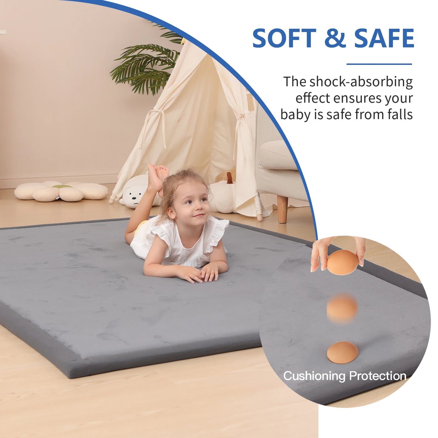Huloosleep 4 Colors Baby Crawling Play Mats Non-Slip Thick Soft Foam Baby Activity Rug Gym Baby Carpet Mother+Kids Area Rug