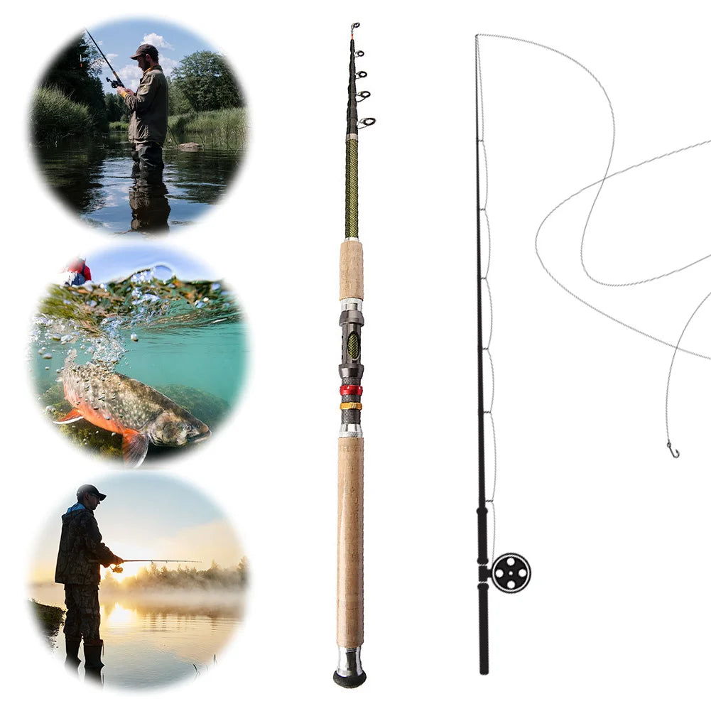 Carbon Fiber Telescopic Fishing Rod 2.1M 2.4M 2.7M Portable Travel Rod M Power for Bass Pike Carp Fishing