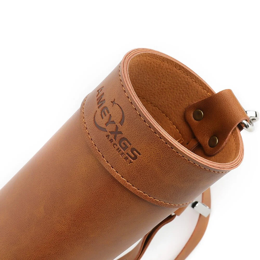 Archery Quiver Portable Faux Leather Shoulder Bag Adjustable Strap for Compound Recurve Bow Hunting Shooting and Target Practice